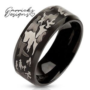 Men's Urban Camouflage Promise Ring - Grey White black Camo Promise Ring